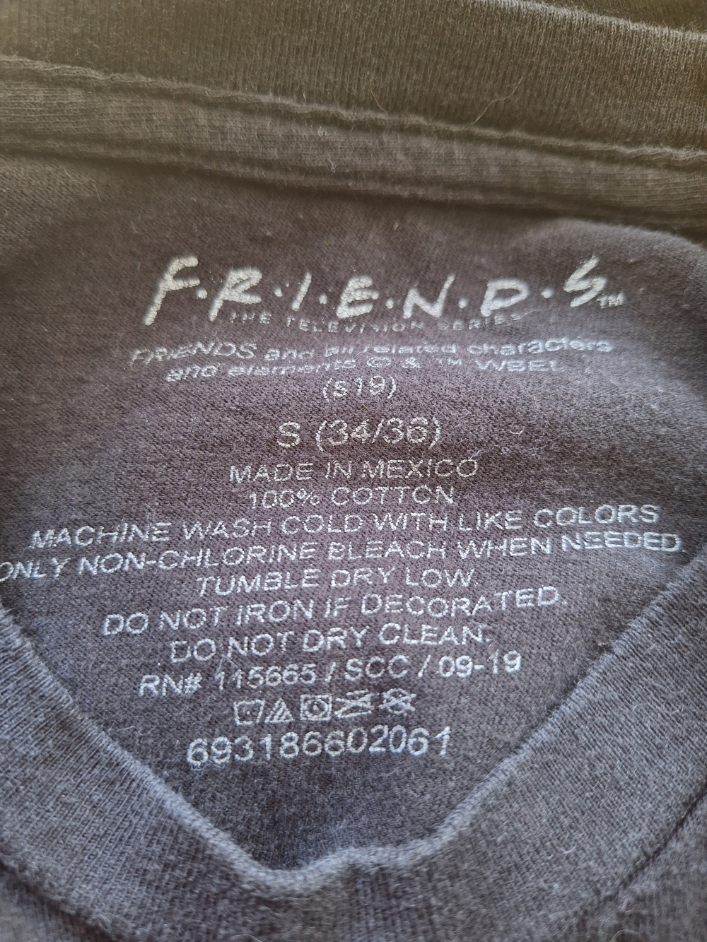 FRIENDS Black Crewneck Tee with White Logo Print - Picture 3 of 4